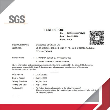 IP68 test report for industrial Cabling
